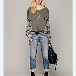 SOLD-Free People Beautiful Sinner Pullover Top Olive L